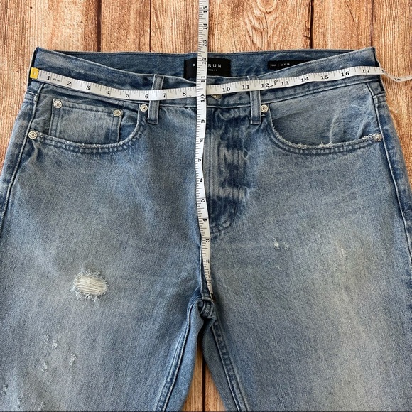 PacSun light wash distressed men slim fit jeans 100% cotton rn45421 size 32x30 - Picture 12 of 13